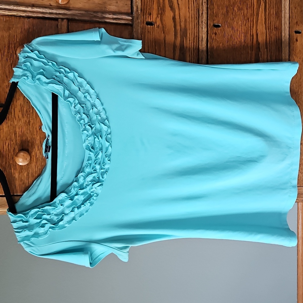 🌿 Notations Aqua Ruffled Blouse